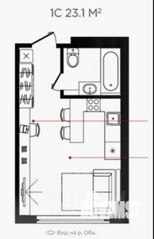 Студия квартира, вторичка, 23м2, 3/22 этаж