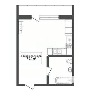 1-к квартира, вторичка, 35м2, 1/10 этаж