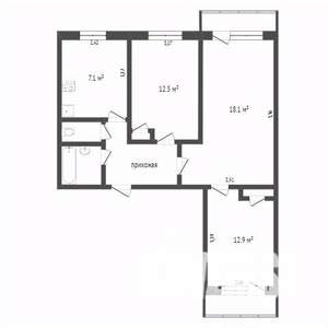 3-к квартира, вторичка, 59м2, 3/9 этаж