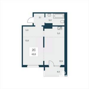 2-к квартира, вторичка, 49м2, 4/18 этаж