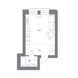 Студия квартира, вторичка, 30м2, 16/25 этаж