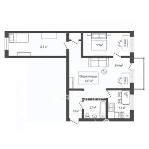 3-к квартира, вторичка, 55м2, 5/5 этаж