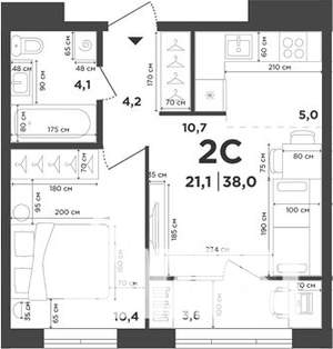2-к квартира, вторичка, 34м2, 7/9 этаж
