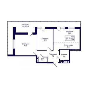 3-к квартира, вторичка, 61м2, 7/15 этаж