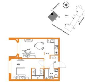1-к квартира, вторичка, 47м2, 14/30 этаж