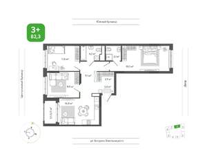 3-к квартира, вторичка, 82м2, 5/9 этаж