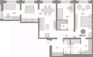 3-к квартира, вторичка, 106м2, 2/17 этаж