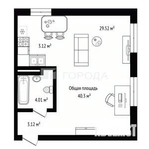 1-к квартира, вторичка, 40м2, 15/26 этаж