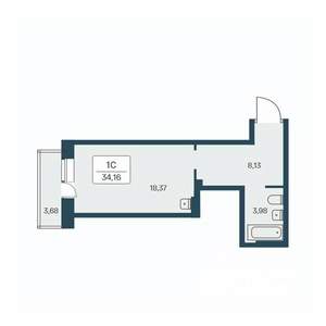 Студия квартира, вторичка, 35м2, 19/27 этаж