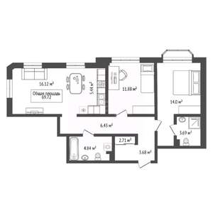 3-к квартира, вторичка, 70м2, 10/24 этаж