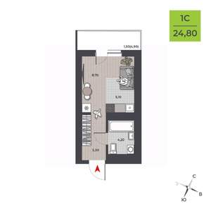 Студия квартира, вторичка, 25м2, 7/21 этаж