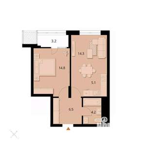 2-к квартира, вторичка, 47м2, 6/16 этаж