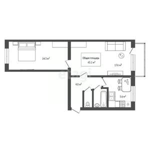 2-к квартира, вторичка, 45м2, 5/5 этаж