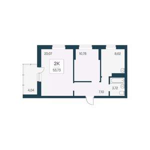 2-к квартира, вторичка, 54м2, 13/24 этаж