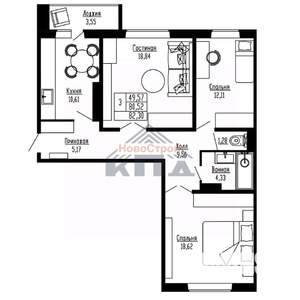 3-к квартира, вторичка, 82м2, 16/16 этаж