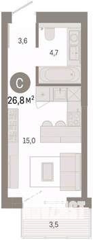Студия квартира, вторичка, 27м2, 11/14 этаж