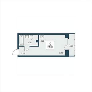 Студия квартира, строящийся дом, 23м2, 24/25 этаж