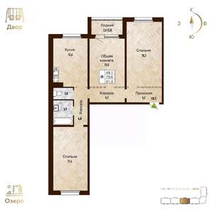3-к квартира, вторичка, 81м2, 10/17 этаж