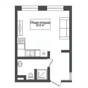 Студия квартира, вторичка, 30м2, 1/3 этаж