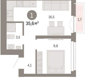1-к квартира, вторичка, 36м2, 19/23 этаж