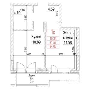 Студия квартира, строящийся дом, 32м2, 17/21 этаж