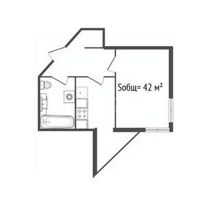 1-к квартира, вторичка, 42м2, 4/18 этаж