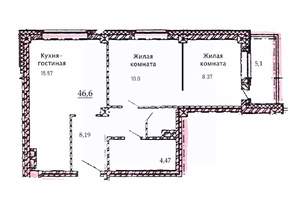 2-к квартира, вторичка, 47м2, 17/17 этаж