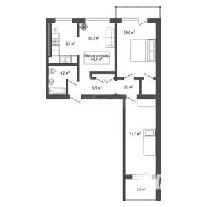 3-к квартира, вторичка, 61м2, 2/9 этаж