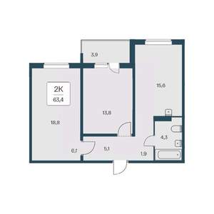 2-к квартира, вторичка, 63м2, 9/17 этаж