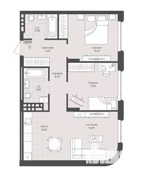 2-к квартира, вторичка, 65м2, 5/8 этаж