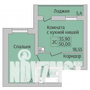 2-к квартира, вторичка, 50м2, 11/12 этаж