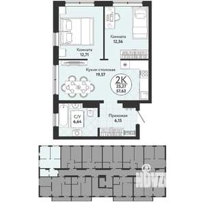 2-к квартира, вторичка, 58м2, 5/9 этаж