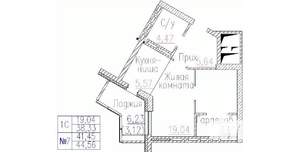 1-к квартира, строящийся дом, 45м2, 8/24 этаж
