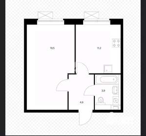 1-к квартира, вторичка, 30м2, 1/9 этаж