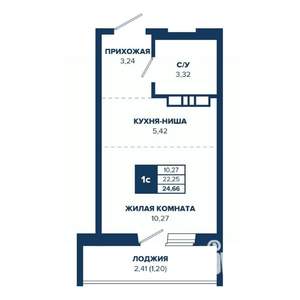 Студия квартира, строящийся дом, 25м2, 13/17 этаж