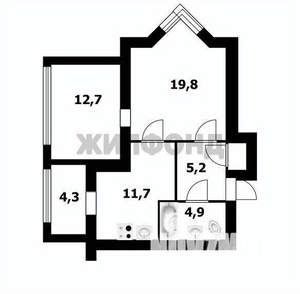 2-к квартира, вторичка, 60м2, 4/4 этаж