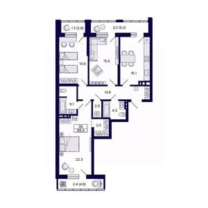 3-к квартира, вторичка, 99м2, 3/30 этаж
