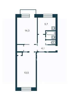 2-к квартира, вторичка, 45м2, 5/5 этаж