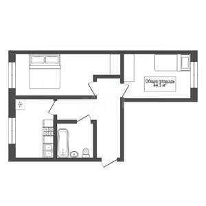 2-к квартира, вторичка, 44м2, 1/5 этаж