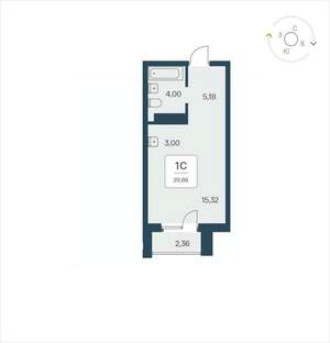 Студия квартира, вторичка, 30м2, 24/25 этаж