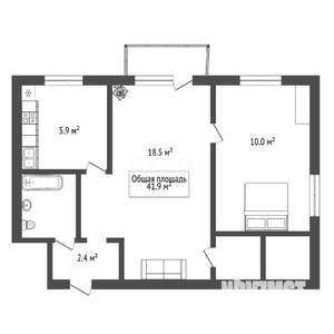 2-к квартира, вторичка, 42м2, 4/4 этаж