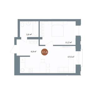 2-к квартира, вторичка, 38м2, 17/18 этаж