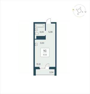 Студия квартира, вторичка, 31м2, 24/25 этаж