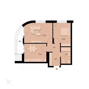 2-к квартира, вторичка, 57м2, 4/16 этаж