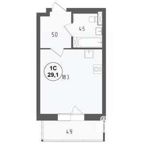 Студия квартира, вторичка, 29м2, 11/18 этаж