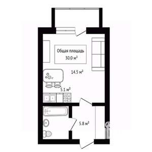 Студия квартира, вторичка, 30м2, 7/20 этаж