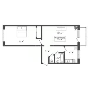 2-к квартира, вторичка, 45м2, 3/5 этаж