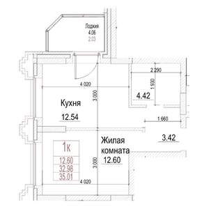 1-к квартира, строящийся дом, 33м2, 14/21 этаж