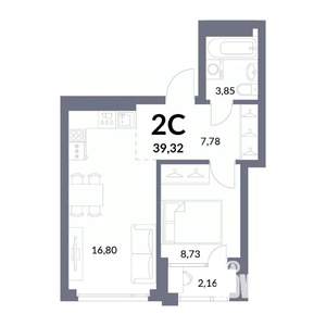 2-к квартира, вторичка, 38м2, 17/30 этаж