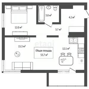 2-к квартира, вторичка, 54м2, 17/18 этаж